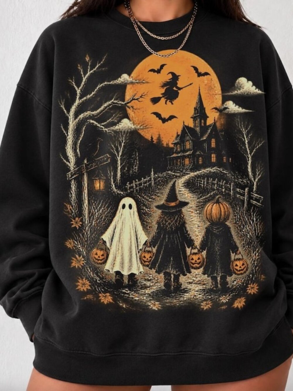 Vintage Halloween Witchy Sweater, Retro 90s Trick or Treat Graphic